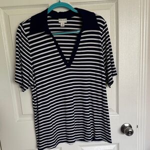 Ava & Viv Navy and White Striped Top. Size 1X.